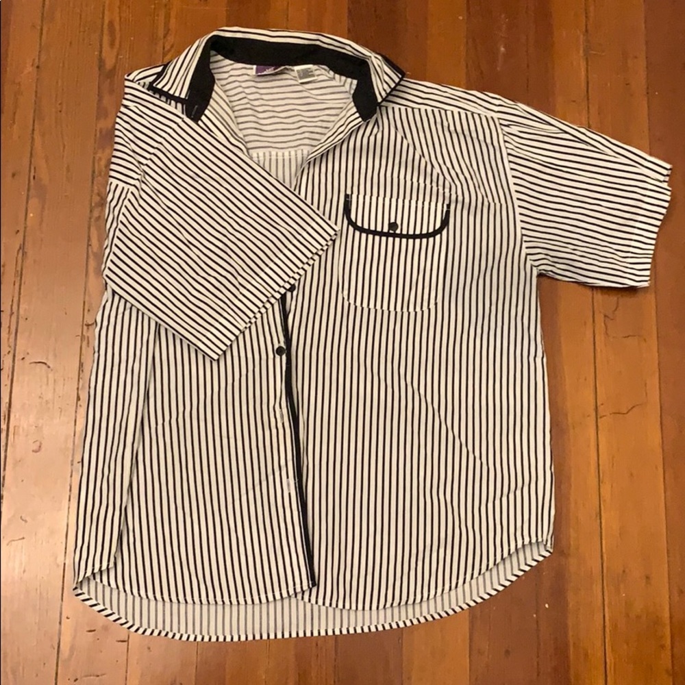 Vintage black and white striped button down shirt